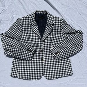 J Crew Navy Gingham Print Checkered Blazer Size XXL 0049